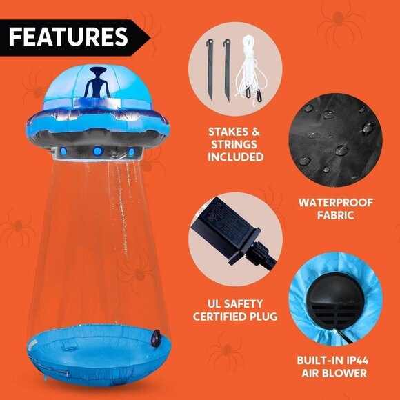 9 FT Tall Halloween Inflatable Outdoor Decorations UFO Blow Ups Decor for Yard - Picture 5 of 8
